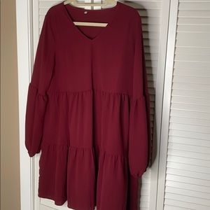 Maroon Babydoll Dress